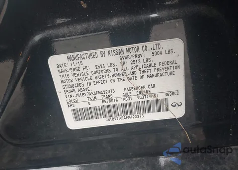 2015 Infiniti Q50 Premium z USA, uszkodzony, nr VIN JN1BV7AR4FM422373